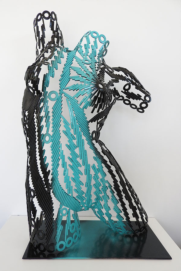 Buste femme  Lolita Couleur Noir et turquoise + vernis brillant Inox - William David