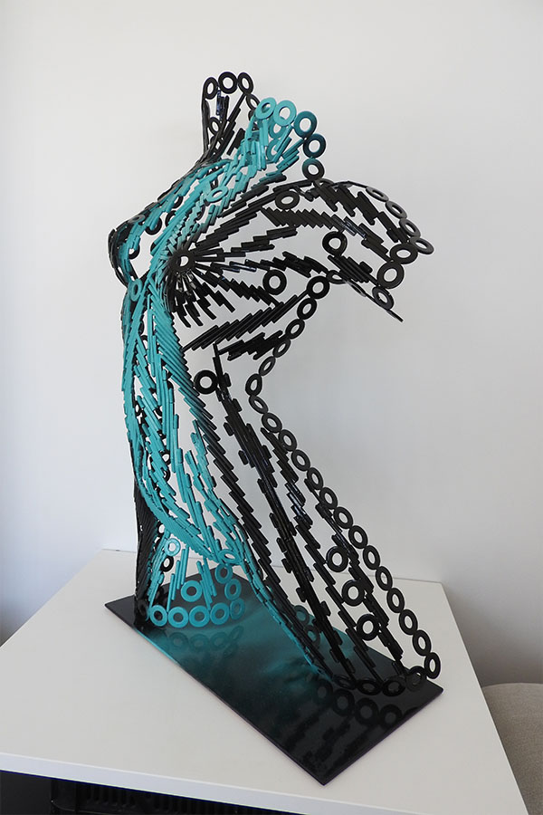 Buste femme  Lolita Couleur Noir et turquoise + vernis brillant Inox - William David
