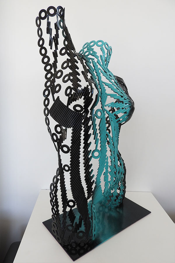Buste femme  Lolita Couleur Noir et turquoise + vernis brillant Inox - William David