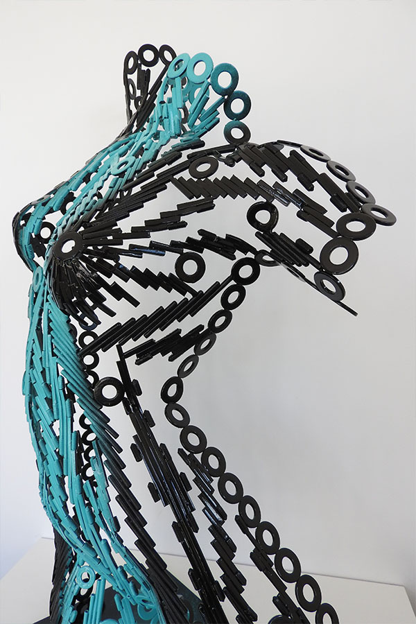 Buste femme  Lolita Couleur Noir et turquoise + vernis brillant Inox - William David