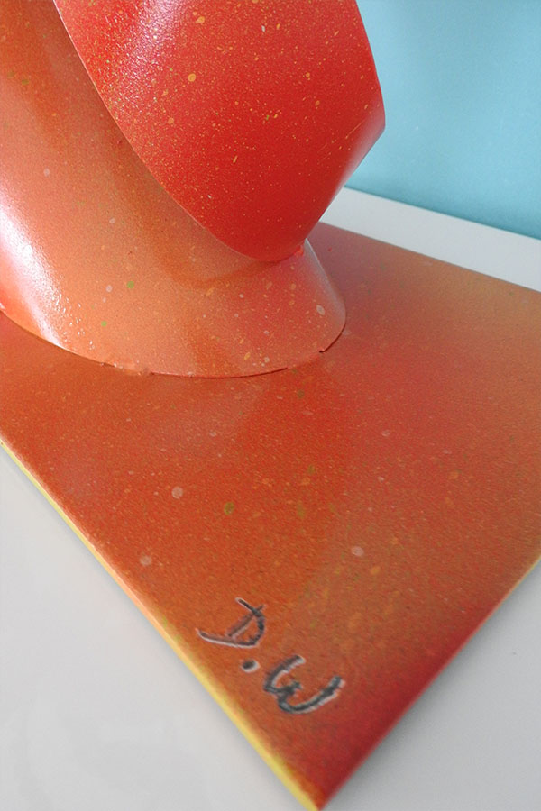 Sculpture inox Couleur Orange et Jaune  Melarancia  Vernis brillant Acier inox vernis - William David