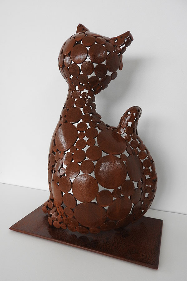 Sculpture chat  Oro   Acier corten vernis brillant  Acier corten - William David