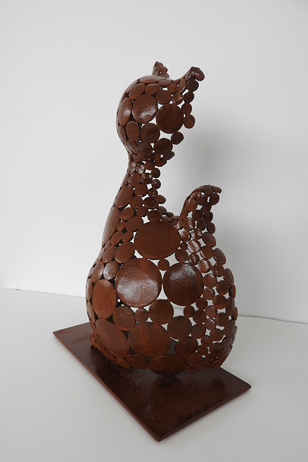 Sculpture chat  Oro   Acier corten vernis brillant  Acier corten - William David