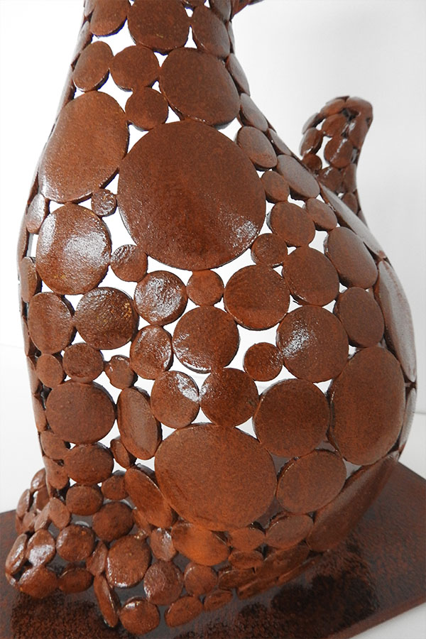 Sculpture chat  Oro   Acier corten vernis brillant  Acier corten - William David