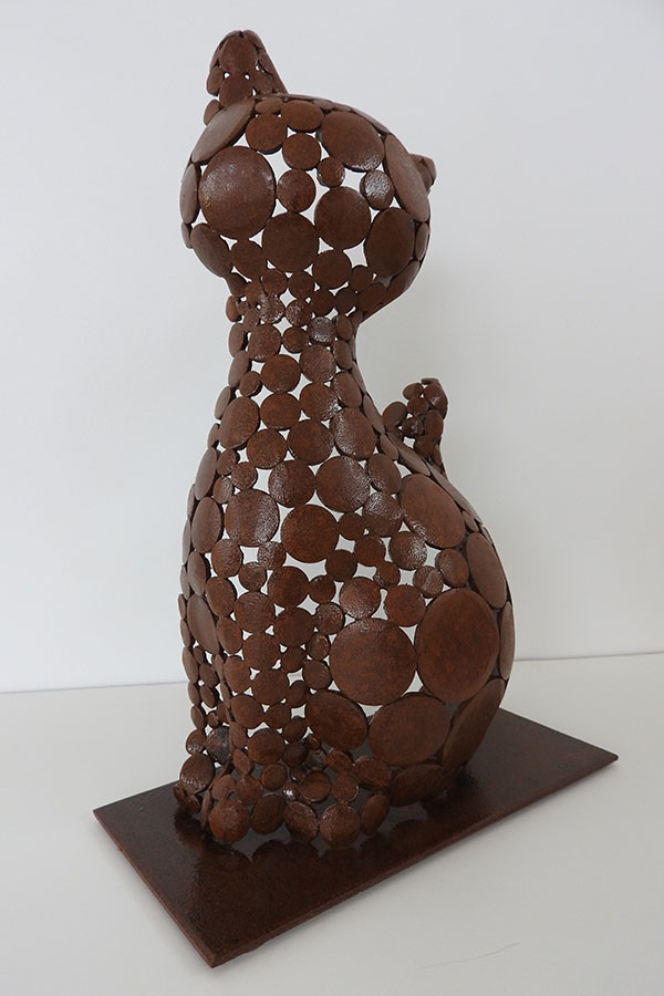 Sculpture chat  Muffin  Vernis brillant Acier Corten - William David