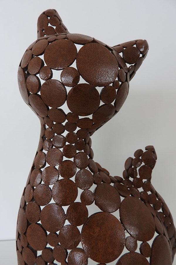 Sculpture chat  Muffin  Vernis brillant Acier Corten - William David