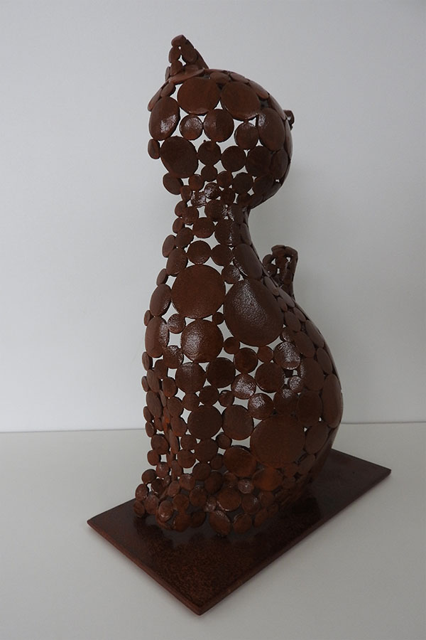Sculpture chat  Oro   Acier corten vernis brillant  Acier corten - William David