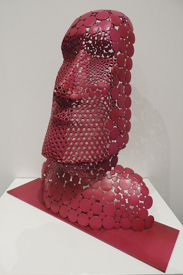  Statue Moai Giorgio  Bordeaux vernis brillant Acier inox