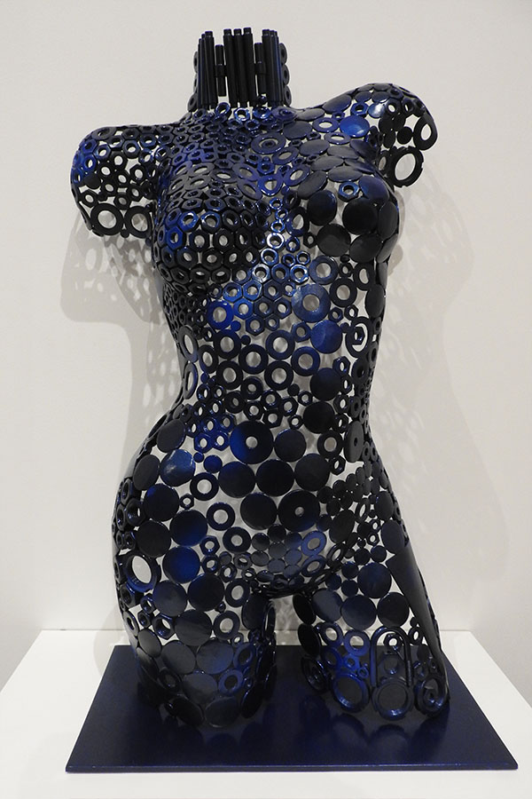  Buste femme  Athena  Bleu et Noir vernis brillant Acier inox