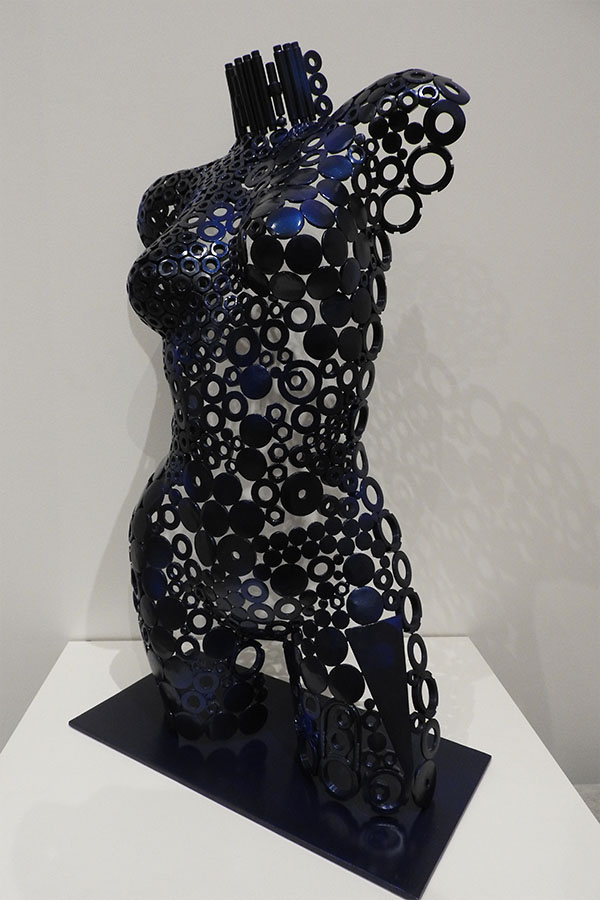  Buste femme  Athena  Bleu et Noir vernis brillant Acier inox