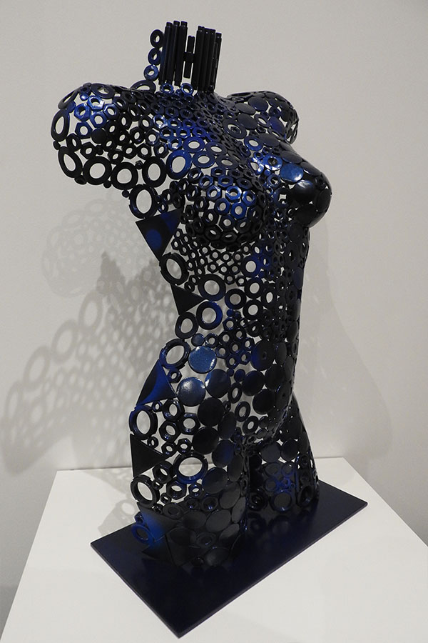  Buste femme  Athena  Bleu et Noir vernis brillant Acier inox