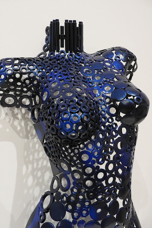  Buste femme  Athena  Bleu et Noir vernis brillant Acier inox