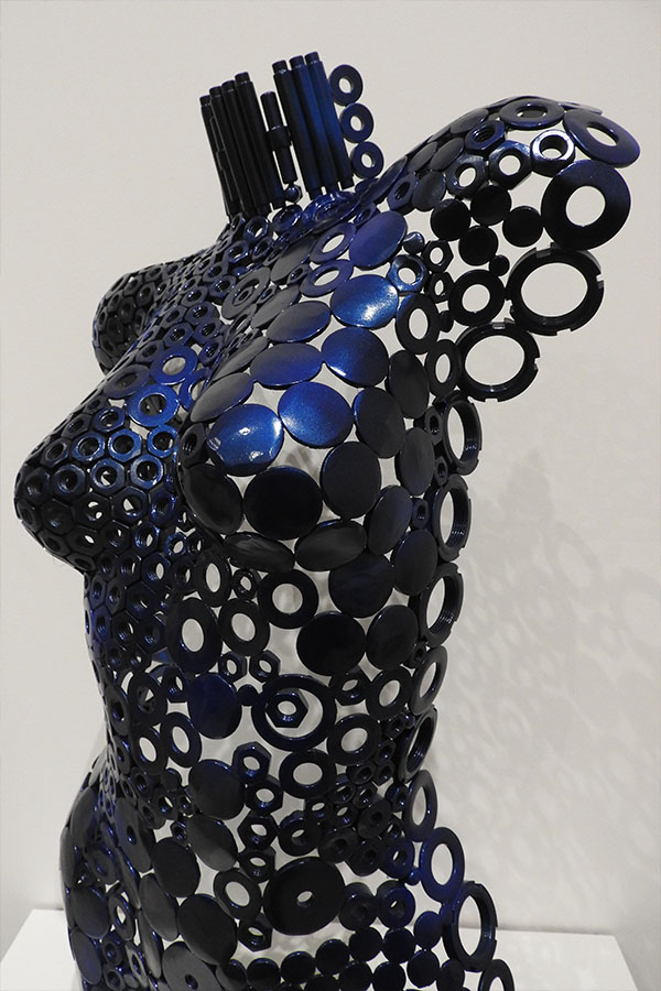  Buste femme  Athena  Bleu et Noir vernis brillant Acier inox